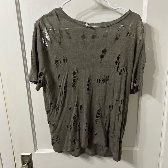 IRO Green Short Sleeve Distressed Tee - Picture 1 of 3